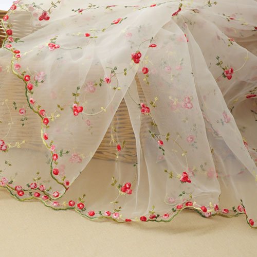 Iris Tech Premium Rose Embroidered Organza Lace Floral Fabric- by ...