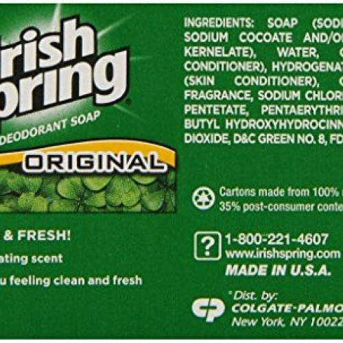 Irish Spring Deodorant Soap Original Bar, 3 Bars 3.75 Ounce