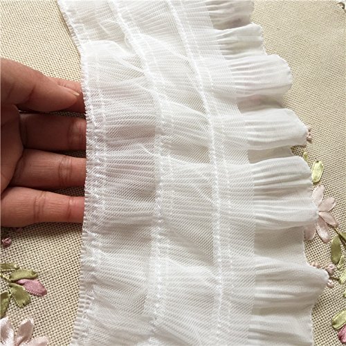 2 Yards 12cm Width 3-Layer Tiered Ruffle Pleated Chiffon Lace Fabr...