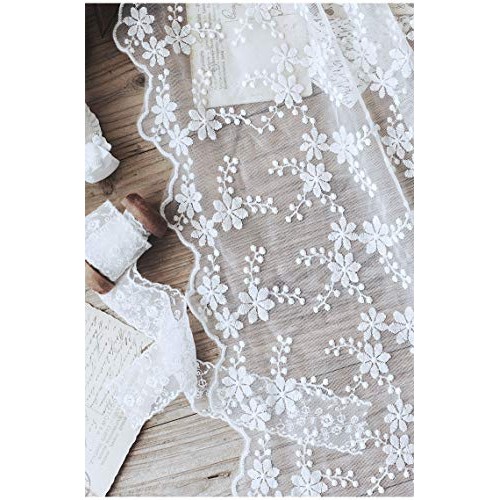 53 inches Width Floral Embroidery Lace Fabric Curtain Veil Wedding...