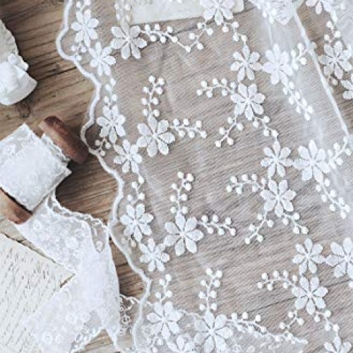 53 inches Width Floral Embroidery Lace Fabric Curtain Veil Wedding...