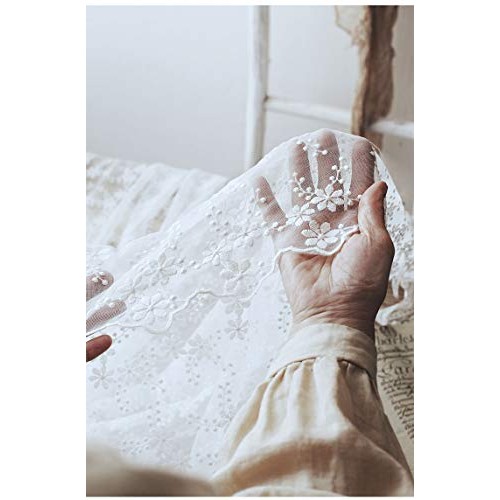 53 inches Width Floral Embroidery Lace Fabric Curtain Veil Wedding...