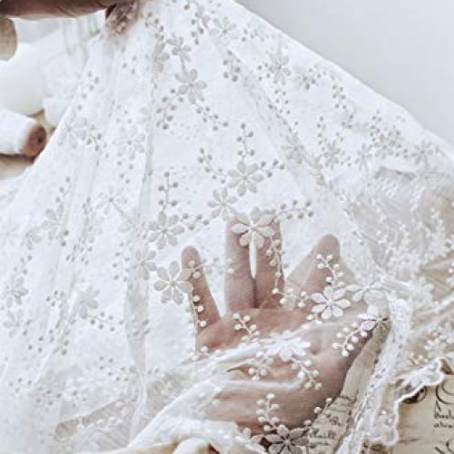 53 inches Width Floral Embroidery Lace Fabric Curtain Veil Wedding...