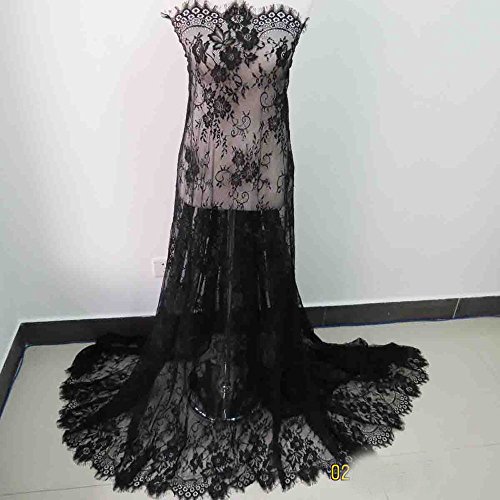 IRIZ 51 x 118 Eyelash Lace Panel Chantilly Lace Fabric Veil Dres...