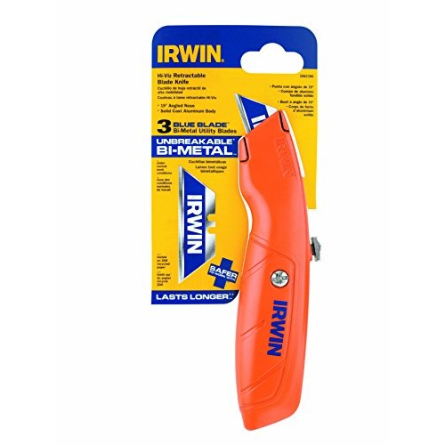 IRWIN Hi-Vis Retractable Utility Knife, 2082300, Orange