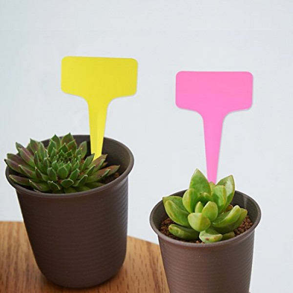 ishua 120 pcs Plastic Plant Tags, T-Type Markers Nursery Garden La...