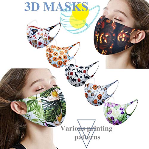 Islandse 7PC Adults Dust Face Bandanas with Folding line, Hallowee...