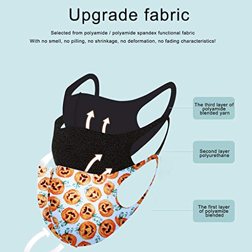 Islandse 7PC Adults Dust Face Bandanas with Folding line, Hallowee...