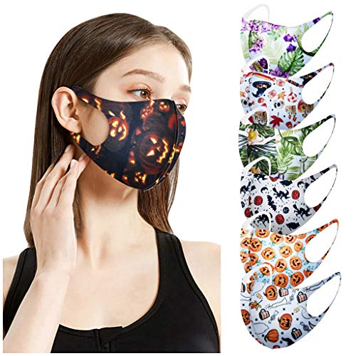 Islandse 7PC Adults Dust Face Bandanas with Folding line, Hallowee...