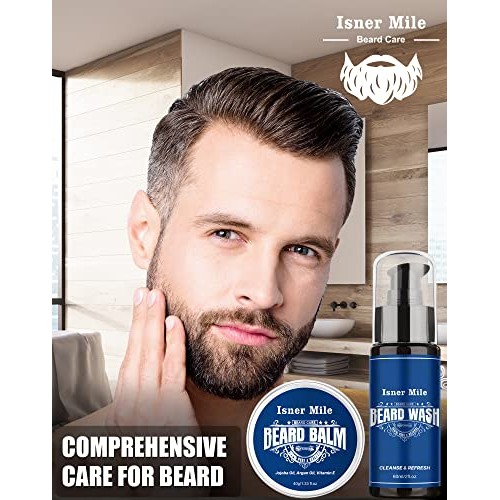 ISNER MILE Beard Growth Kit - Beard Kit with Beard Roller, Beard G...