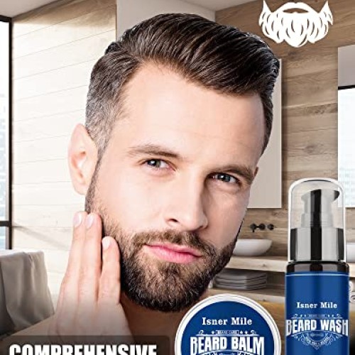 ISNER MILE Beard Growth Kit - Beard Kit with Beard Roller, Beard G...