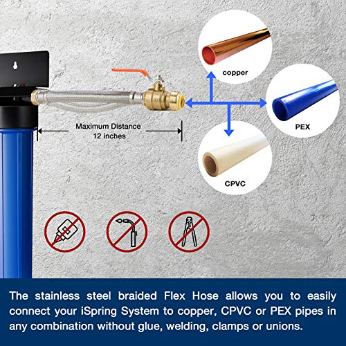 iSpring WGB32B-PB+AHPF12MNPT16X2 whole house water filter, blue