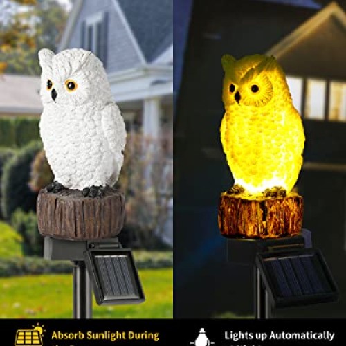 iStatue Owl Solar Decorative Garden Stake Lighting, Waterproof Cut...