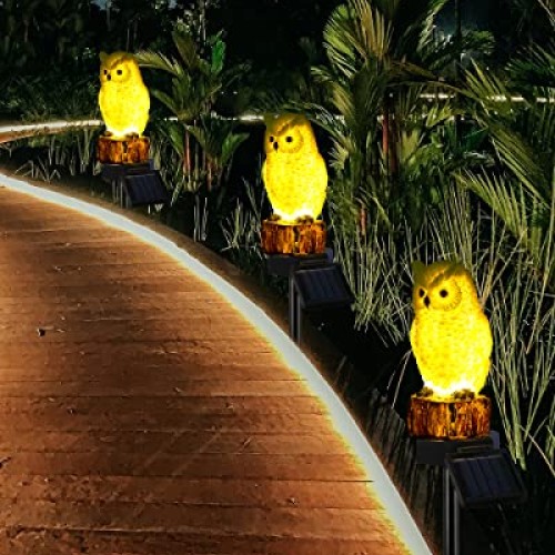 iStatue Owl Solar Decorative Garden Stake Lighting, Waterproof Cut...