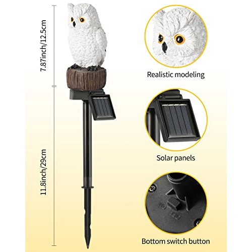 iStatue Owl Solar Decorative Garden Stake Lighting, Waterproof Cut...