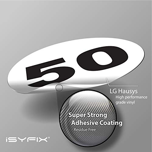 iSYFIX White Consecutive Number Stickers – 1 to 50, 2-inch, 1 Set ...