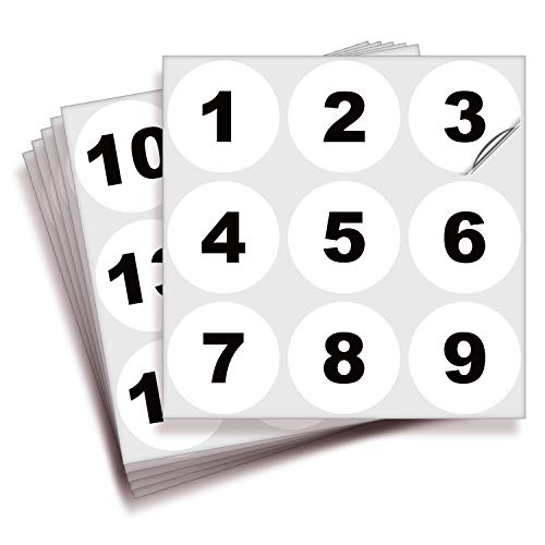 iSYFIX White Consecutive Number Stickers – 1 to 50, 2-inch, 1 Set ...