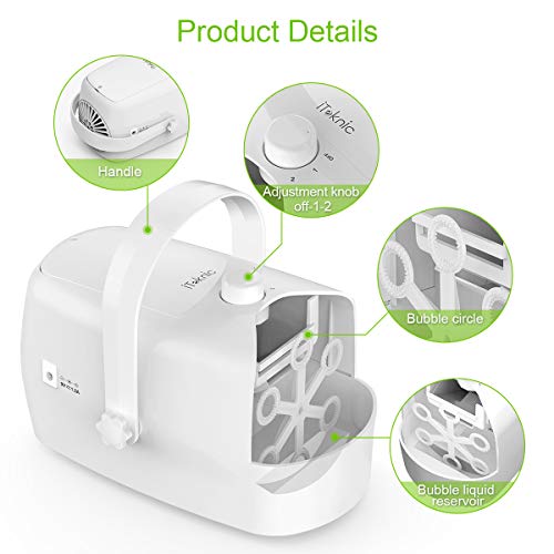 iTeknic Bubble Machine, Automatic Bubble Blower, Portable Auto Bub...