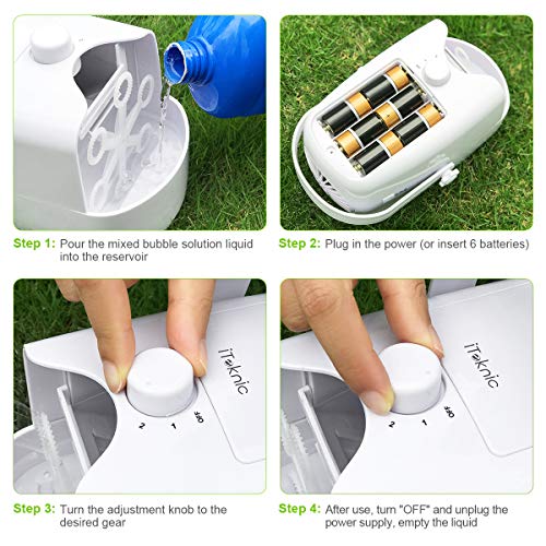 iTeknic Bubble Machine, Automatic Bubble Blower, Portable Auto Bub...