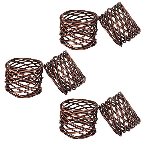 ITOS365 Handmade Copper Antique Round Mesh Napkin Rings Holder for...