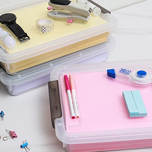 Citylife 3 PCS Plastic Storage Bins with Latching Lids Portable Pr...