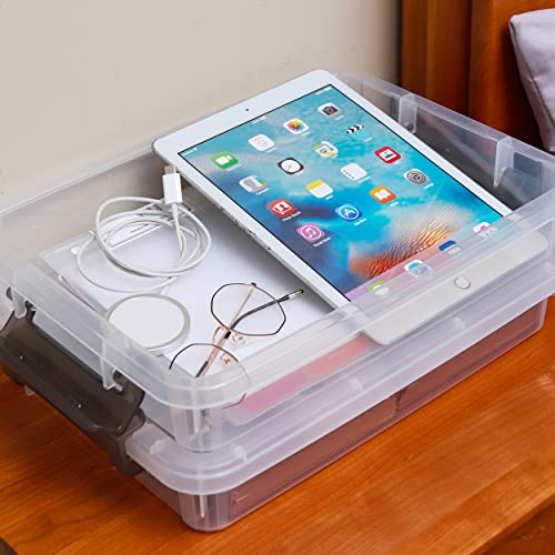 Citylife 3 PCS Plastic Storage Bins with Latching Lids Portable Pr...