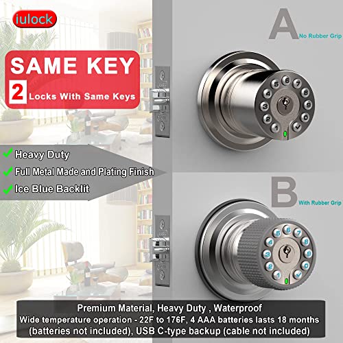 iulock Smart Door Knob with Keypad and Key,Keyless Entry Door Lock...