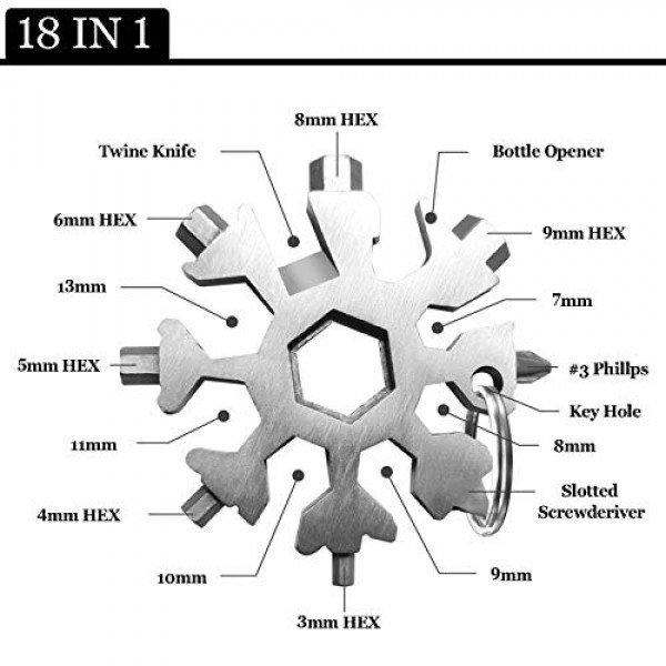 [2n1]Snowflake Tool, ivienx 18 in 1 Snowflake Multi Tool, Snowflak...