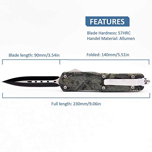 IVTT SHAUNGREN Green EDC Double Action Knife Safety Tactical Pocke...