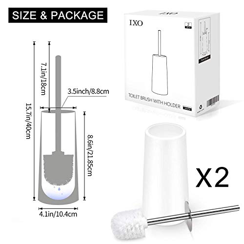 IXO Toilet Brush and Holder, 2 Pack Toilet Brush with 304 Stainles...
