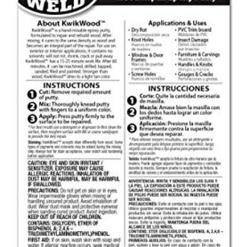 J-B Weld 8257 KwikWood Wood Repair Epoxy Putty Stick- 3.5 inch, Tan