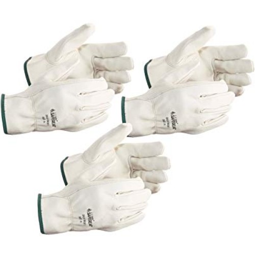 SAFEGEAR 3-pk. Cowhide Leather Work Gloves with Keystone Thumb - M...
