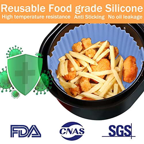 2 Pack Air Fryer Silicone Liners Basket Round, Apply to 1-3.5 QT A...
