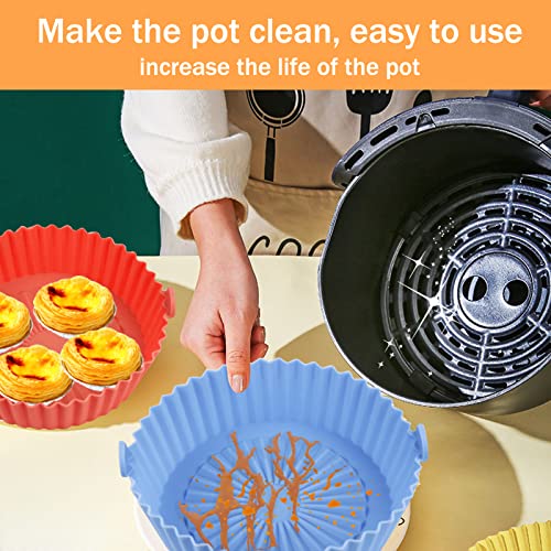 2 Pack Air Fryer Silicone Liners Basket Round, Apply to 1-3.5 QT A...