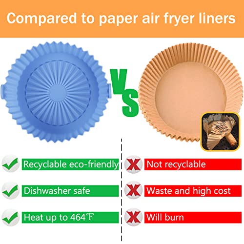 2 Pack Air Fryer Silicone Liners Basket Round, Apply to 1-3.5 QT A...