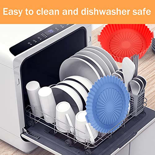 2 Pack Air Fryer Silicone Liners Basket Round, Apply to 1-3.5 QT A...