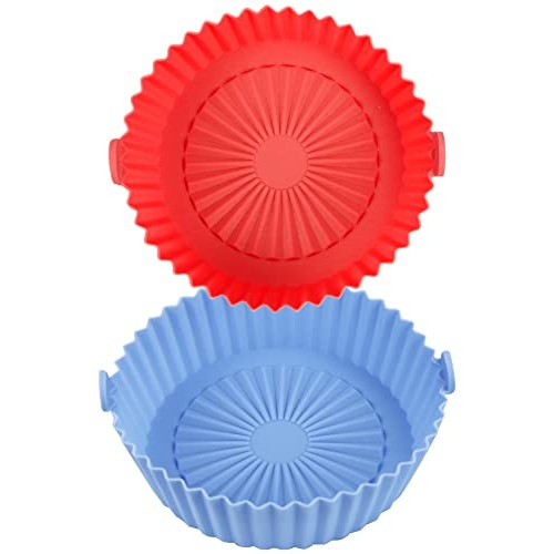 2 Pack Air Fryer Silicone Liners Basket Round, Apply to 1-3.5 QT A...