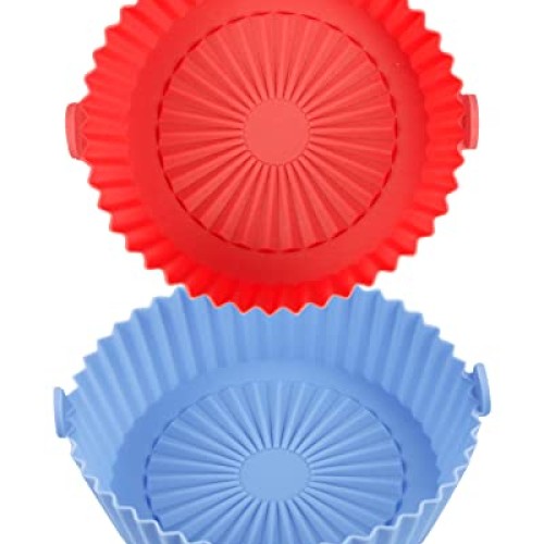 2 Pack Air Fryer Silicone Liners Basket Round, Apply to 1-3.5 QT A...