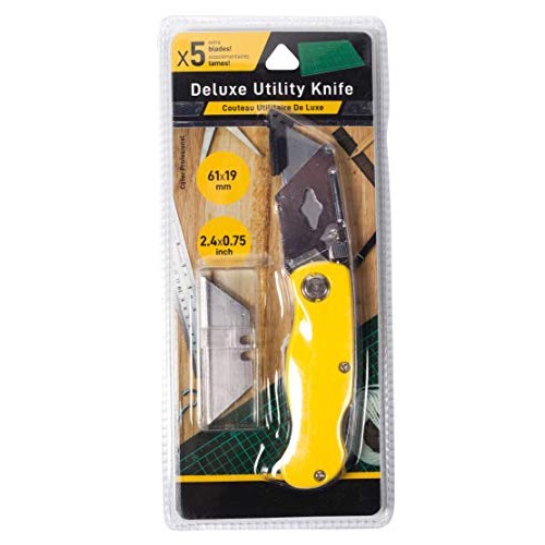 Jacent Deluxe Pocket Utility Knife With 5 Extra Blades, 1 Pack