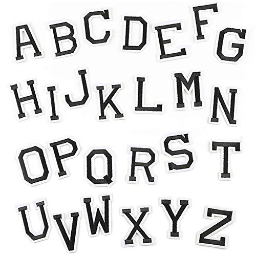 52 Piece Letter Iron on Patches Sew on Applique Patches Black Lett...