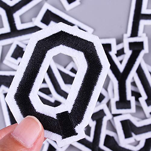 52 Piece Letter Iron on Patches Sew on Applique Patches Black Lett...