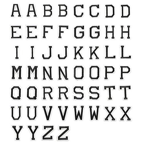 52 Piece Letter Iron on Patches Sew on Applique Patches Black Lett...