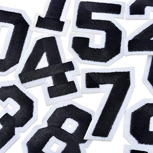 Number 0-9 Patch Iron On/Sew On Patches Black Embroidered Applique...