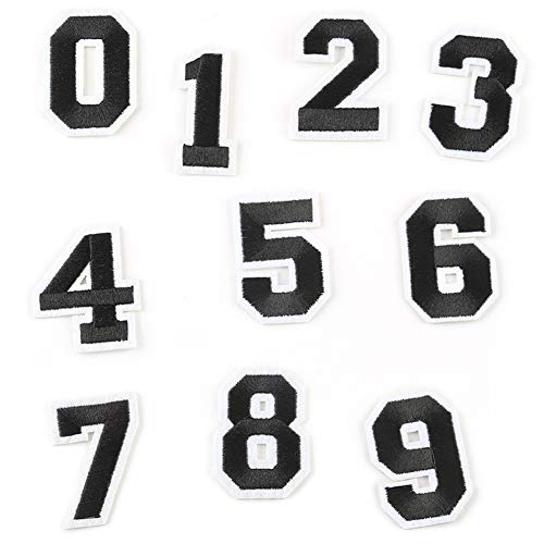 Number 0-9 Patch Iron On/Sew On Patches Black Embroidered Applique...