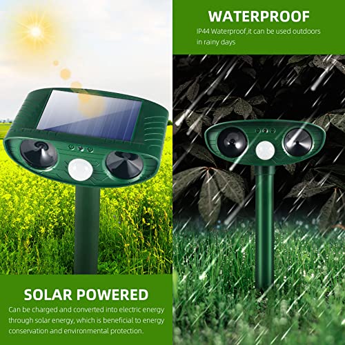 2 Pack Solar Ultrasonic Animal Repellent Outdoor Solar Animal Repe...