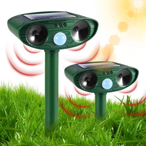 2 Pack Solar Ultrasonic Animal Repellent Outdoor Solar Animal Repe...