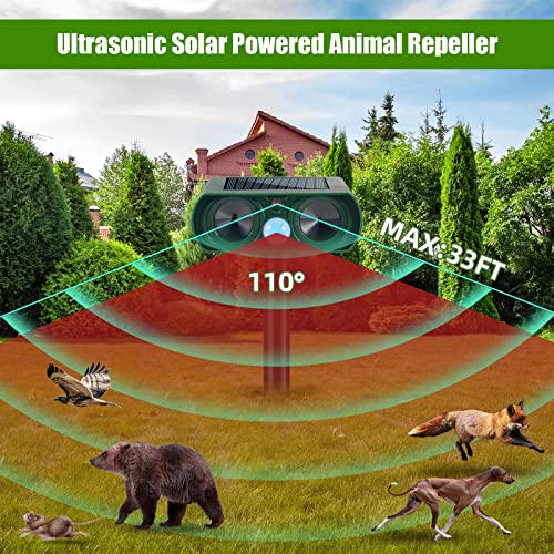 2 PCS Solar Animal Repeller Outdoor Waterproof Ultrasonic Animal R...