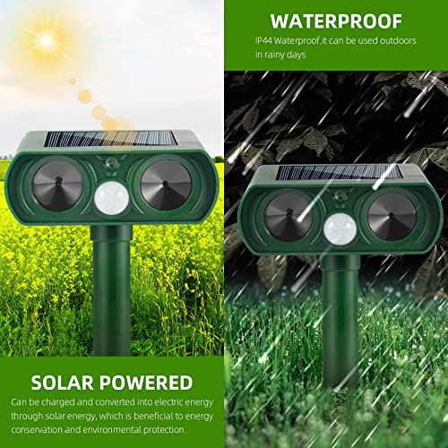 2 PCS Solar Animal Repeller Outdoor Waterproof Ultrasonic Animal R...