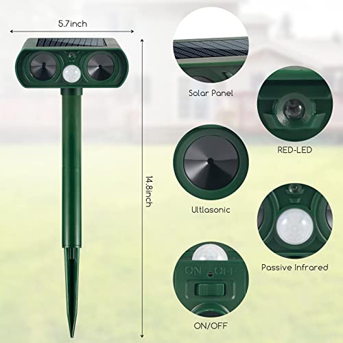 2 PCS Solar Animal Repeller Outdoor Waterproof Ultrasonic Animal R...