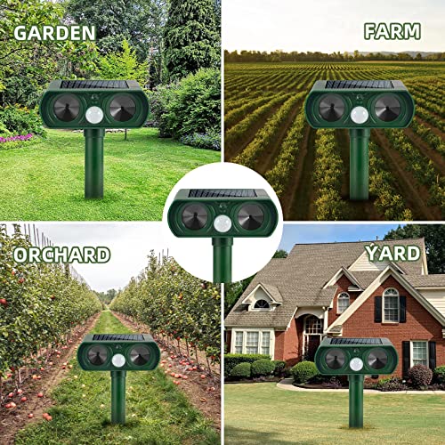 2 PCS Solar Animal Repeller Outdoor Waterproof Ultrasonic Animal R...